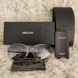 AUTHENTIC PRADA SPR 58M 5AV-8V1 Aviator Sunglasses 59-16-130